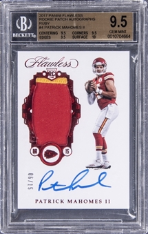 2017 Panini Flawless Rookie Patch Auto (RPA) Ruby #4 Patrick Mahomes II Signed Rookie Patch Card (#06/15) - BGS GEM MINT 9.5/BGS 10 - True Gem+